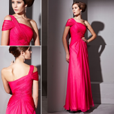 Cod.: 81213 - Vestido de Festa Pink com Decote Assimétrico