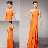 Cod.: 81390 - Moderno Vestido Laranja de Um Ombro Só