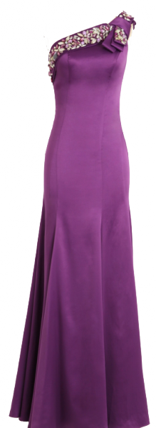 Cod.: 56566 - Vestido Violeta Ombro Só em Seda Fosco