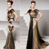 Cod.: 81516 - Vestido Dourado Bordado em Lantejoulas