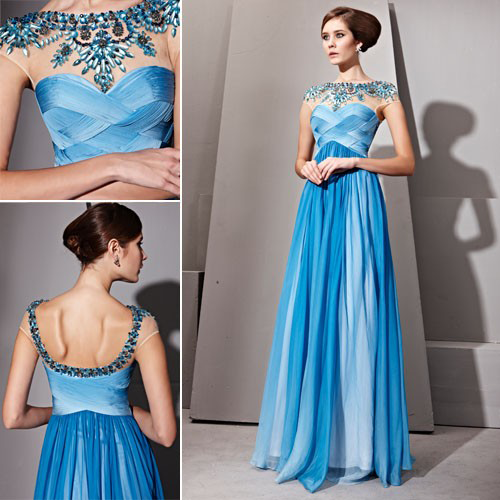 Cod.: 81056 - Vestido de Festa Azul em Degradê