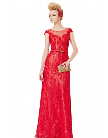 Cod.: 30351 - Vestido de Festa Vermelho em Renda