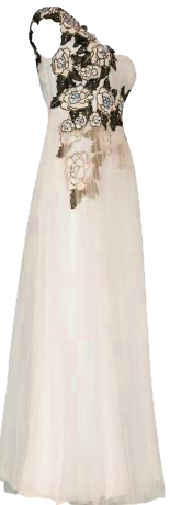 Cod.: 80939 - Vestido Longo Ivory Apliques Florais