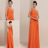 Cod.: 30110 - Vestido de Festa Laranja de Um Ombro Só